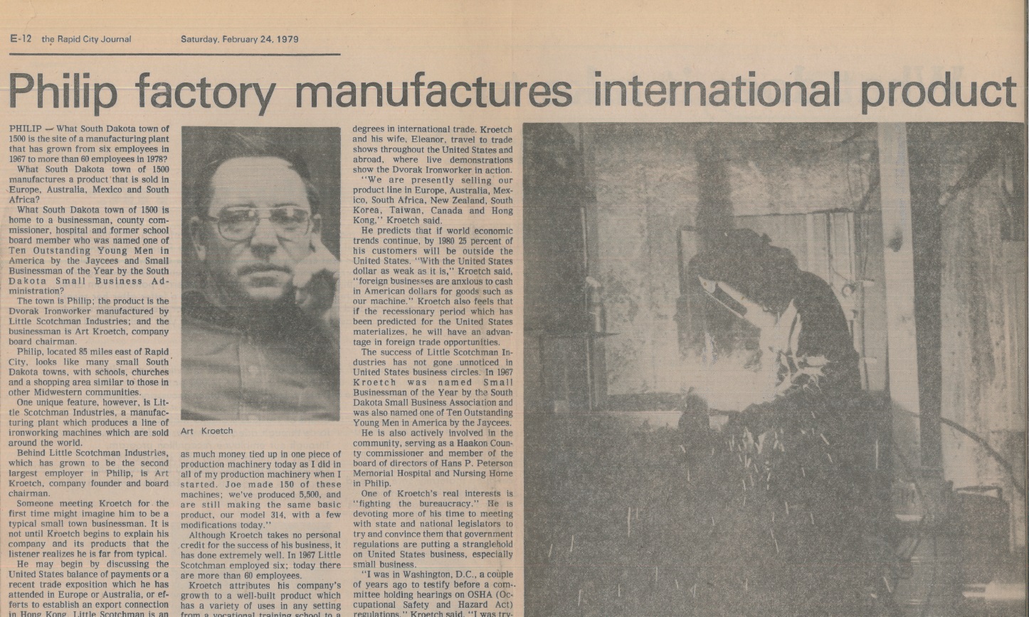 1979 - Scotchman mfgs international product - newspaper